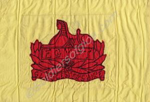 Primrose silk pennant with red sphinx in the centr