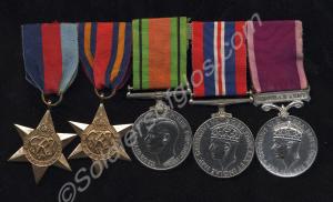 Group of five medals; 1939-1945 Star, Burma Star,