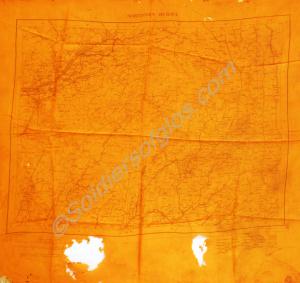 Silk escape map. Used by Company Sergeant Major S.