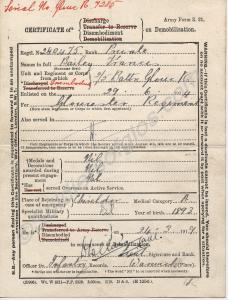 Demobilisation Certificate of 2288/240275 Private