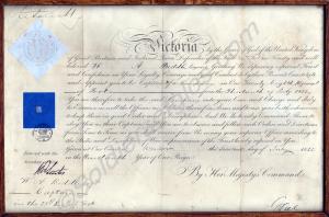 Commission document to Captain W.A. Biddle of the