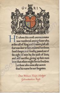 Commemorative scroll to 7963 Drummer William Ralph
