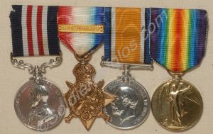 Group of four medals; Military Medal, 1914 Star, B