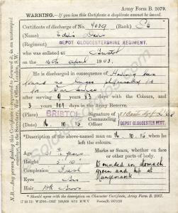 Discharge Certificate. 7039 Private Edwin Davis. 1