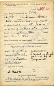 Character Certificate. 7039 Private Edwin Davis. 1