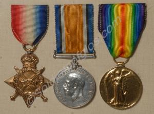 Group of three medals; 1914-1915 Star, British War