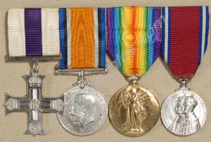 Group of four medals; Military Cross, British War