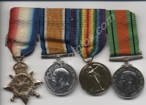 Group of four medals; 1914-1915 Star, British War