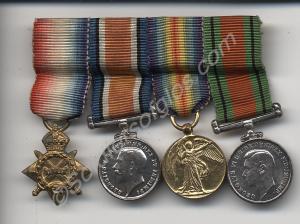 Group of four miniature medals; 1914-1915 Star, Br