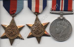 Group of three medals. The 1939-1945 Star, the Fra