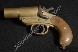 Verey signal light pistol, brass, with leather hol