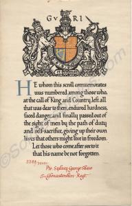 Memorial scroll to 3344/241121 Private Sydney Geor