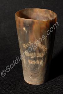 Horn beaker, engraved "Boer Camp Ceylon 1902". Pro