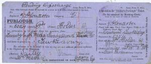 Soldier's Furlough Ticket (1905). Awarded to 5054