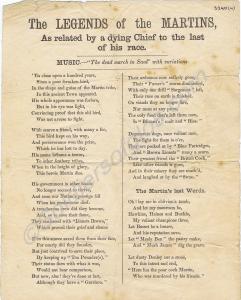 Verse: "The Legends of the Martins".  Belonged to