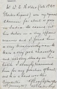 Character reference by Captain R.J. Gray, 4th (Mil