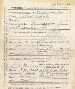 Army form B 2079, discharge certificate. 22178 Pr