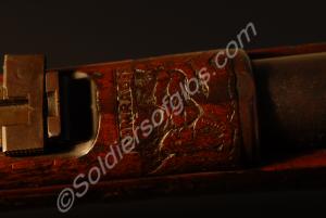 Detail of top of stock forward of gun sight. Mause