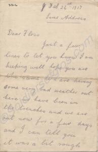 Letter home dated 24th February 1917 mentioning th