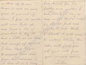 Letter home dated 24th February 1917 mentioning th