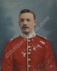 Colourised portrait of Private J.T. Tuttiett. 2nd