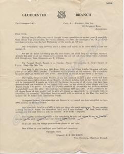 Letter dated 1950 from from Old Contemptibles Asso