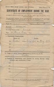 Certificate of Employment during the war of 1440 P