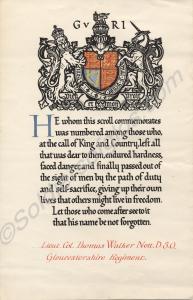 Commemorative Scroll  to Lieutenant-Colonel Thomas