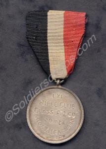 Silver Shooting Medal. LXI Rifle Club Class "A" 20