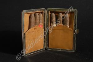 Brown leather cigar case to Regimental Sergeant Ma