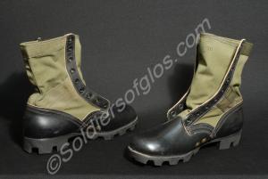 Pair of British Army jungle boots of green canvas