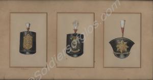 Framed watercolour showing three different pattern