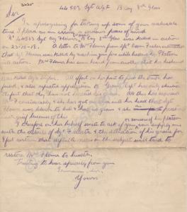 Unsigned, unaddressed and undated letter concernin
