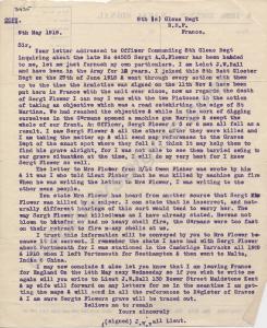 Letter from Lieutenant J.W. Ball, dated 9th May 19