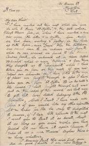 Letter from Lieutenant J.W. Ball to Shaw, dated 4t
