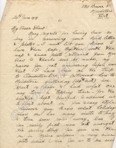 Letter from Lieutenant J.W. Ball to Shaw, dated 24