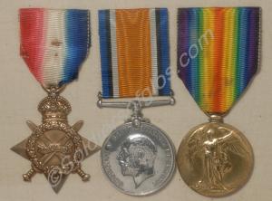 Group of three medals; 1914-1915 Star, British War