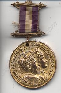 Gold-coloured unofficial coronation medal with ima