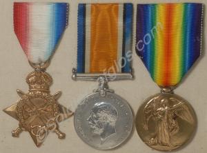 Group of three medals; 1914-1915 Star, British War
