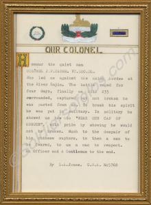 Framed homily to Lieutenant-Colonel J.P. Carne V.C
