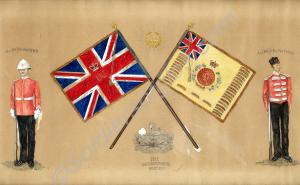 Watercolour depicting the Colours of the 61st Sout