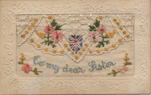 Silk embroidered postcard.