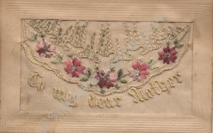 Silk embroidered postcard.
