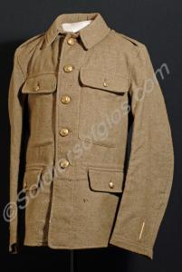 Khaki service dress jacket with one wound strip an