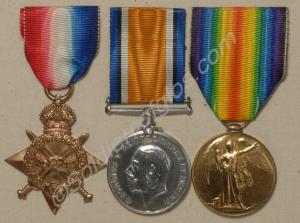 Group of three medals; 1914-1915 Star, British War