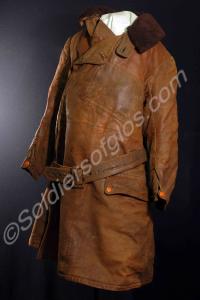 Brown leather flying coat. Property of Lieutenant