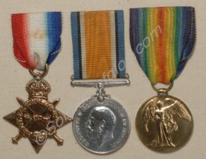 Group of three medals; 1914-1915 Star, British War
