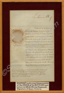 Warrant conferring Companionship of the Order of t