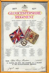Enlistment card in the 28th/61st Gloucestershire R