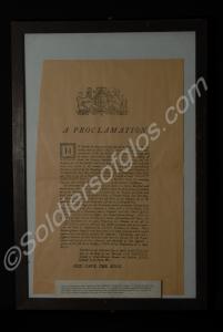 Framed proclamation of a Call to Arms to American